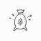 Hand drawn doodle money bag illustration icon isolated