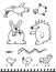 Hand drawn doodle odd strange funny animals isolated