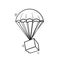 hand drawn doodle parachute package illustration icon isolated on white