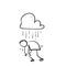 Hand drawn doodle people depression under rain cloud illustration