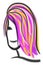 Hand-drawn doodle portrait of non binary people, black line with rainbow color hair style, smiling face, unisex portrait