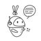 hand drawn doodle robot with bubble chat cartoon