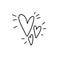Hand drawn doodle set of hearts  symbols isolated on white background.