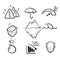 Hand drawn doodle Simple Set of Risk Management Related Vector Line Icons. Contains such concept Icons as Threat Analysis,