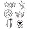 Hand drawn doodle Simple Set of Star Related Vector Line Icons isolated