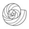 Hand-drawn doodle spiral seashell stock vector illustration