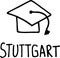 Hand drawn doodle study symbol and lettering Stuttgart. Germany city with its association