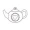 Hand drawn doodle teapot with heart vector illustration isolated on white. Design element for a coffee shop, cafe menu