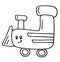 Hand drawn doodle train. Funny Colored kawaii locomotive