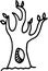 Hand drawn doodle treewith hollow. Simple thick black line