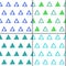 Hand drawn doodle triangle seamless patterns set.