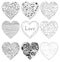 Hand drawn doodle vector hearts