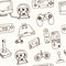 Hand drawn doodle video games seamless pattern