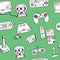 Hand drawn doodle video games seamless pattern