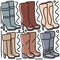 hand-drawn doodle women boot shoe art design element illustration.