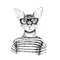 Hand drawn dressed up hipster cat