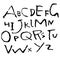 Hand drawn dry brush font. Modern brush lettering. Simple alphabet. Vector illustration.
