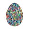 Hand drawn easter egg design with colorul doodle pattern like mo