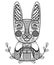 Hand drawn Easter Rabbit with gift in doodle, zentangle style for adult artistically ethnic ornamental patterned coloring book, p