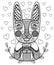 Hand drawn Easter Rabbit with gift and hearts in doodle, pattern