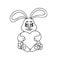 Hand drawn Easter Rabbit with gift and hearts in doodle, patterned bunny in zentangle tribal style for coloring pages