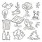 Hand drawn ecology icon set, simple and trendy with Black white doodle style