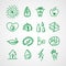 Hand drawn ecology icons. Vector doodles