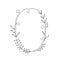 Hand drawn ellipse floral doodle frame,