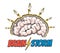 Hand Drawn Emblem of the thinking process, brainstorming, good idea, brain activity, insight. Vector illustration