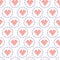 Hand Drawn Embroidery Love Heart Stitches Seamless Vector Pattern. Cross Stitch