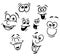 Hand drawn Emotional happy Cartoon Faces