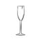 Hand drawn empty champagne glass sketch. Engraving style