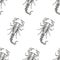 Hand drawn engraving Scorpion seamless pattern. Vector illustrat