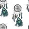 Hand drawn ethnic dreamcatcher seamless pattern.