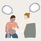 Hand Drawn Expectant Mother at Prenatal Appointment with Speech Bubble. Concept Health Care Medical Baby Check Up. Cut Out Icon