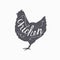 Hand drawn farm bird hipster silhouette. Chicken
