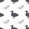 Hand drawn farm bird hipster silhouettes seamless