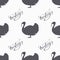 Hand drawn farm bird hipster silhouettes seamless