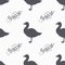 Hand drawn farm bird hipster silhouettes seamless