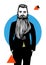 Hand drawn fashion illustration of hipster in a black suit. City Style, Hipster Look. Vector Illustration of bearded man