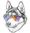 Hand Drawn Fashion Illustration of Husky Hipster with aviator sunglasses.