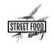 Hand drawn fast food banner. Street food bakery framed logo with wheat ers. engraved vector illustration. Isolated on