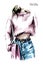 Hand drawn female body in jeans and shirt. Fashion woman with bag. Fashion look.