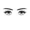 Hand drawn female eyes silhouette with eyelashes and eyebrows. Vector illustration isolated on white background