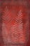 Hand drawn fern art dyed grunge background with Japanese ink antiqued style background in deep red dark edge