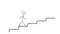 A hand-drawn figure of a little man climbs the stairs. Ladder of success, career, or promotion. The path to the goal