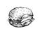 Hand Drawn of Fish Burger or Filet-O-Fish