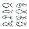 Hand drawn fish symbols