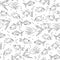 Hand drawn Fish in water seamless pattern for adult coloring