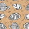 Hand drawn fishes pattern